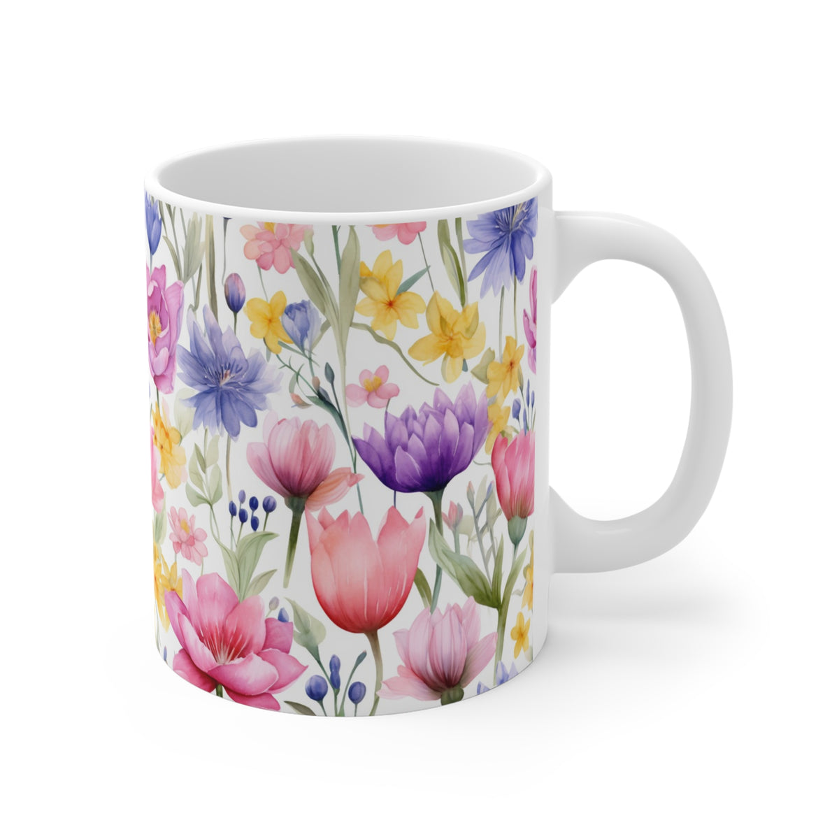 Beautiful Spring Flowers Watercolor Coffee Mug – Perfect for Nature Enthusiasts  (9)