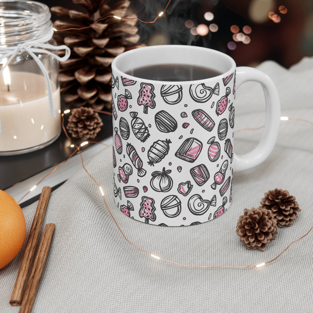 Colorful All-Over Candy Theme Coffee Mug Fun Ceramic Drinkware 415