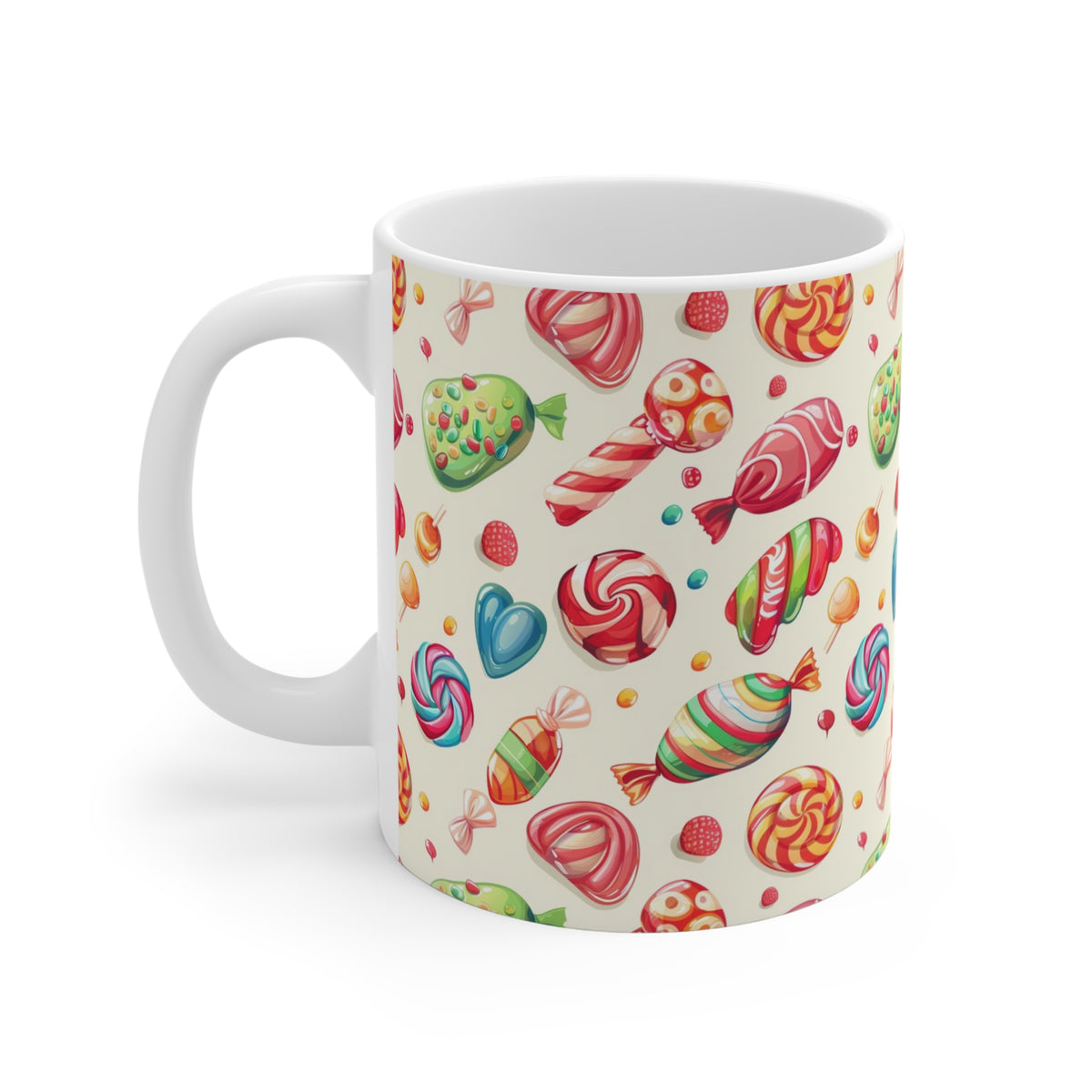 Colorful All-Over Candy Theme Coffee Mug Fun Ceramic Drinkware 372