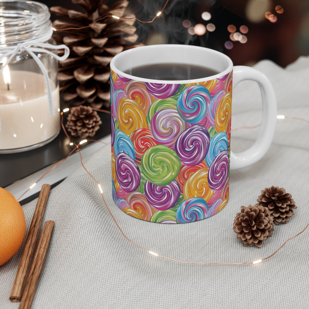 Colorful All-Over Candy Theme Coffee Mug Fun Ceramic Drinkware 014