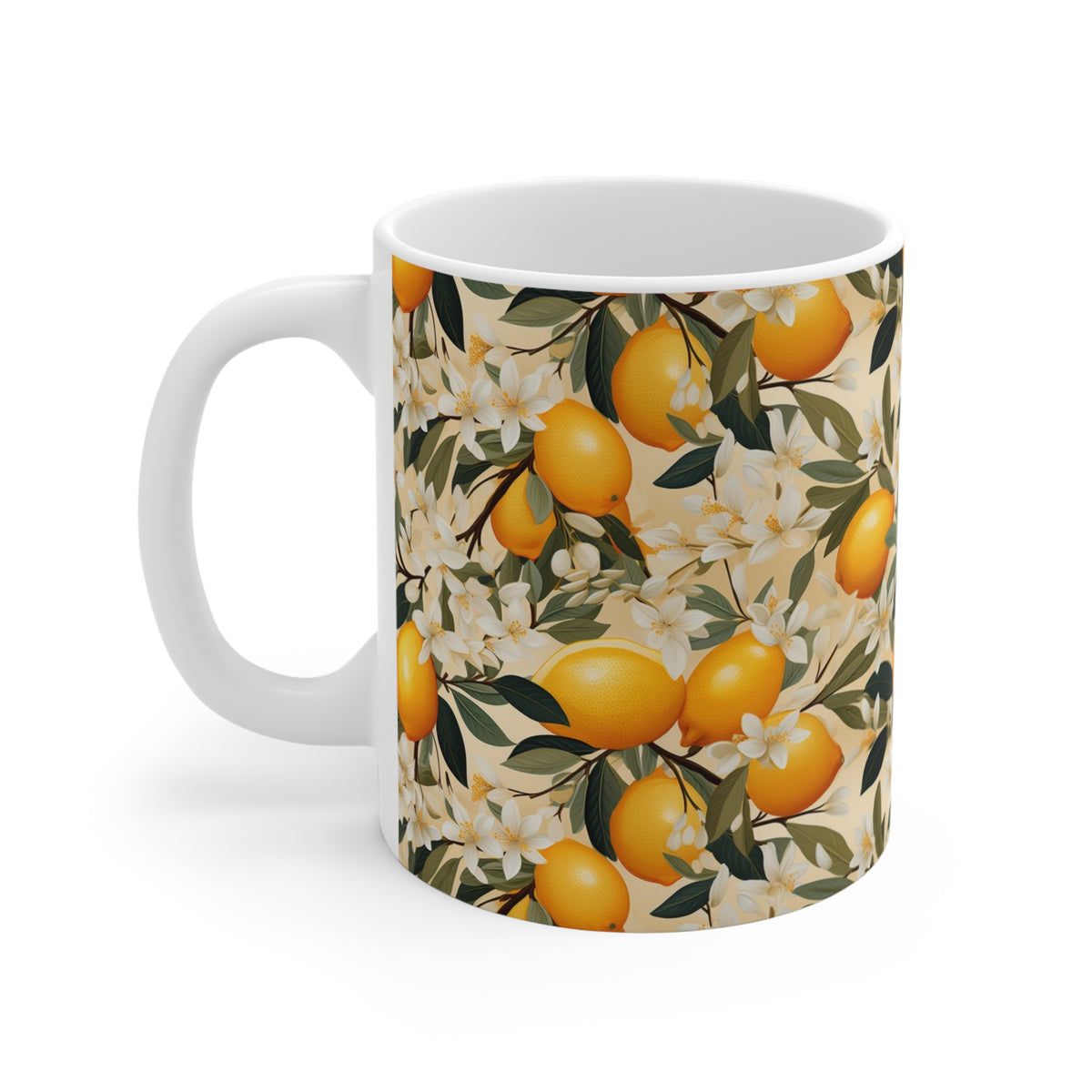 Vibrant Infinite Fruit Pattern Coffee Mug - Unique Ceramic Drinkware 839