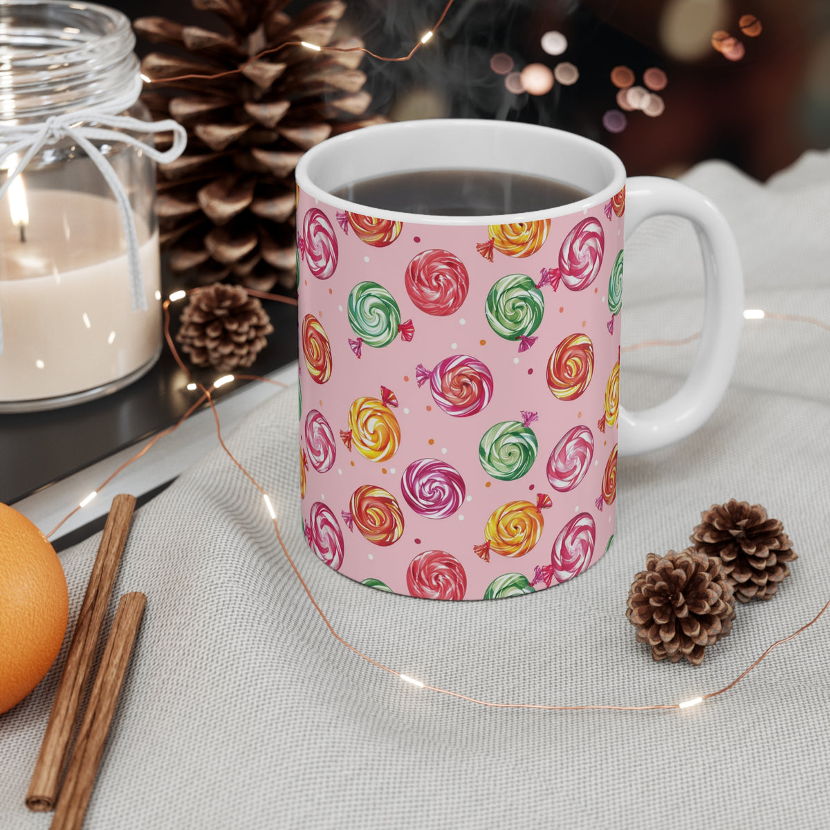 Colorful All-Over Candy Theme Coffee Mug Fun Ceramic Drinkware 316