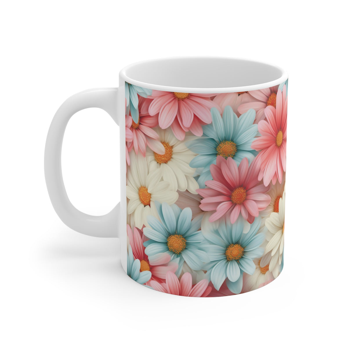 Pastel Daisies Pattern Coffee Cup-Floral Ceramic Mug for Tea and Coffee  (6)