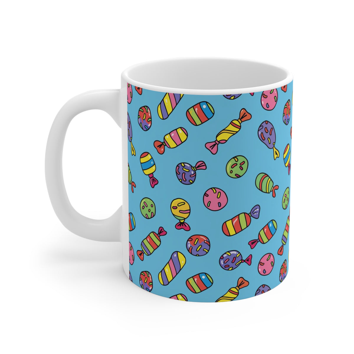 Colorful All-Over Candy Theme Coffee Mug Fun Ceramic Drinkware 143