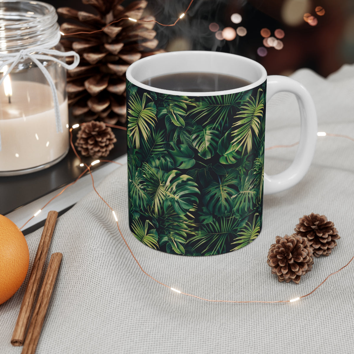 Endless Forest Pattern Coffee Mug - Nature-Inspired Ceramic Drinkware 022