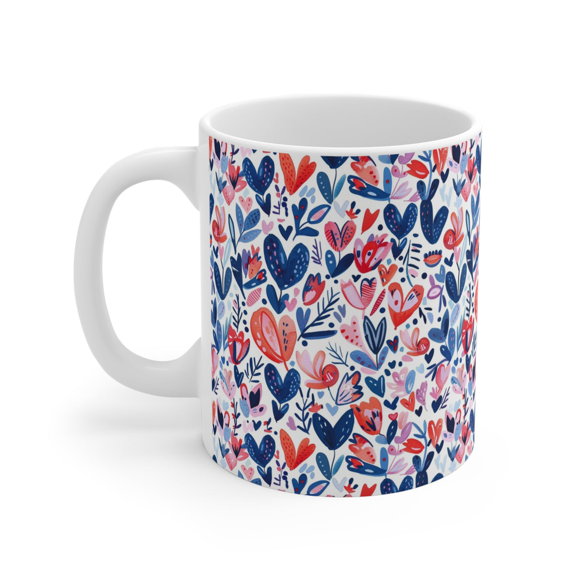 Colorful Heart Design Coffee Mug - Endless Love Pattern Ceramic Cup 694