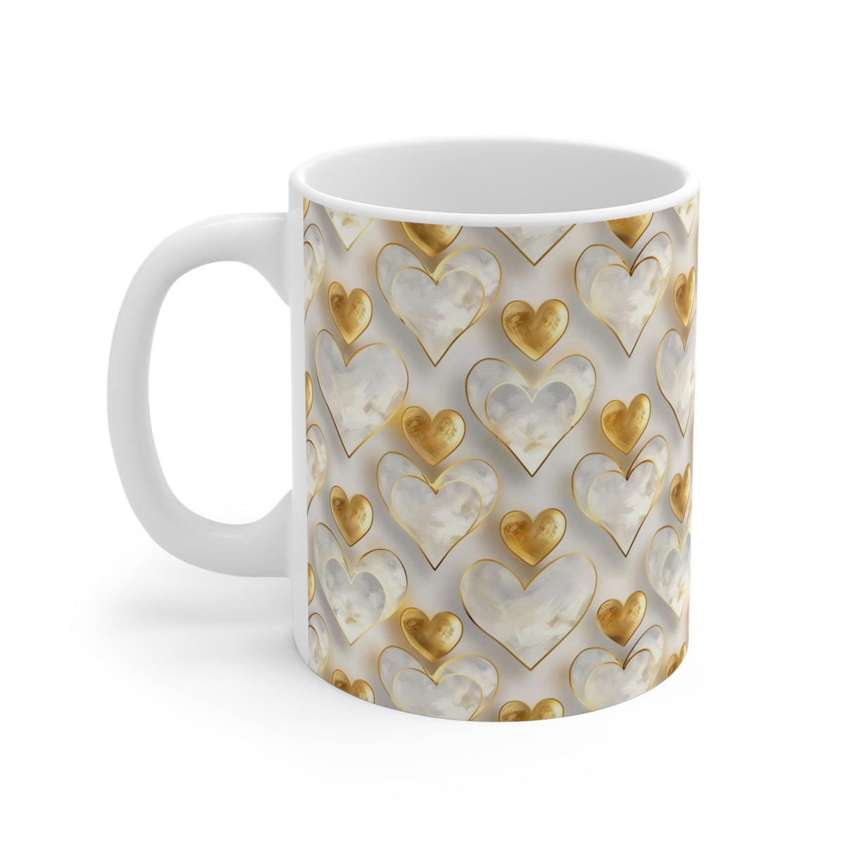 Colorful Heart Design Coffee Mug - Endless Love Pattern Ceramic Cup 280
