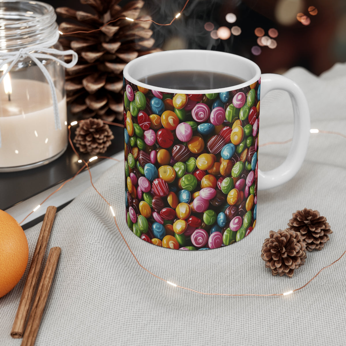 Colorful All-Over Candy Theme Coffee Mug Fun Ceramic Drinkware 330