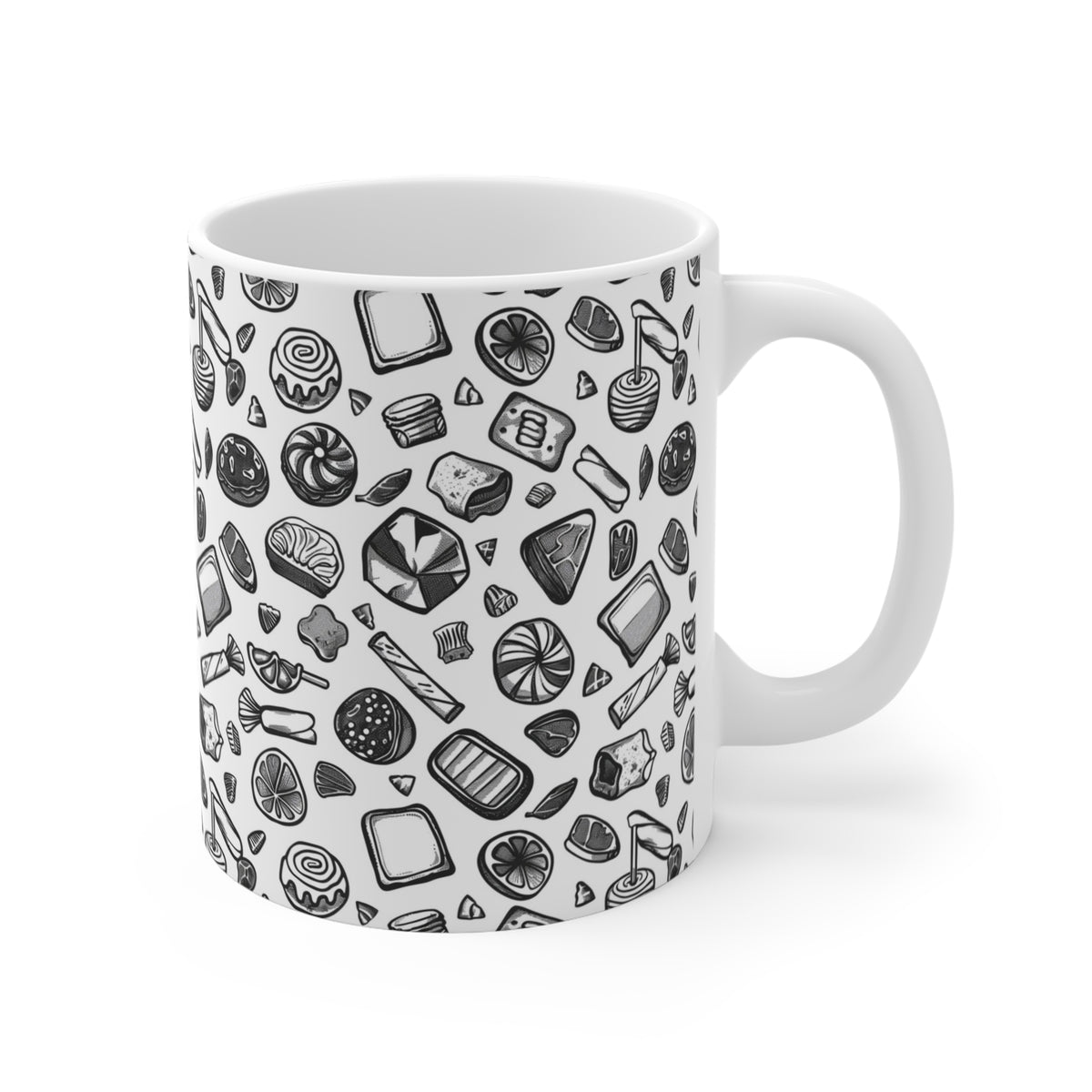 Colorful All-Over Candy Theme Coffee Mug Fun Ceramic Drinkware 466