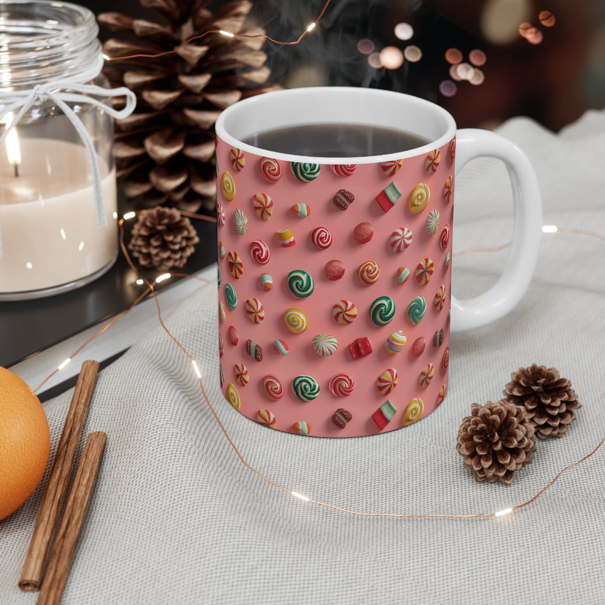 Colorful All-Over Candy Theme Coffee Mug Fun Ceramic Drinkware 038