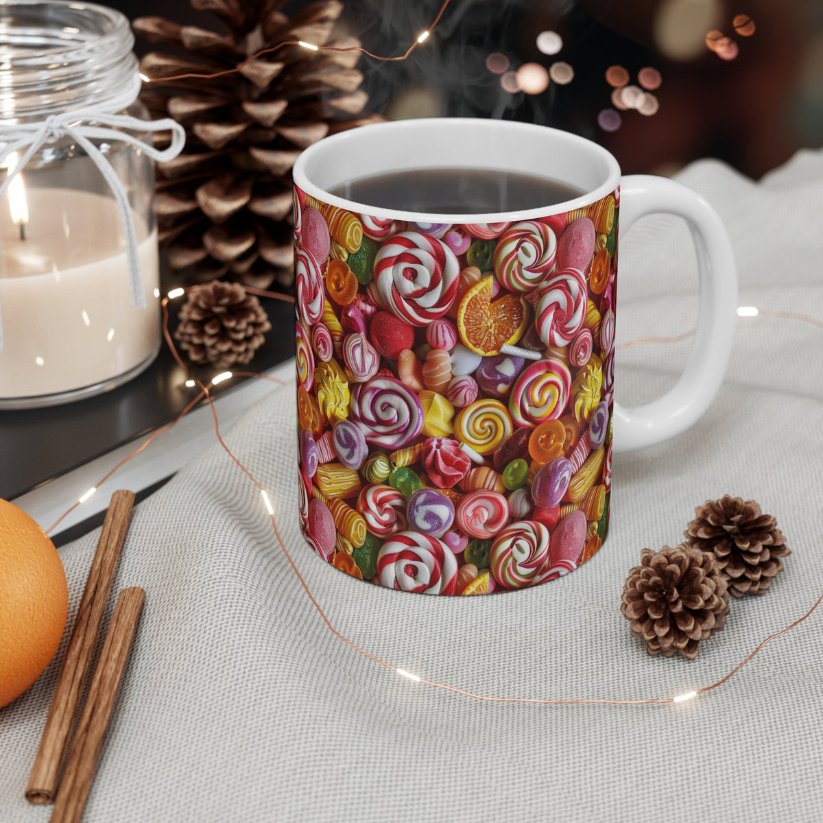 Colorful All-Over Candy Theme Coffee Mug Fun Ceramic Drinkware 148