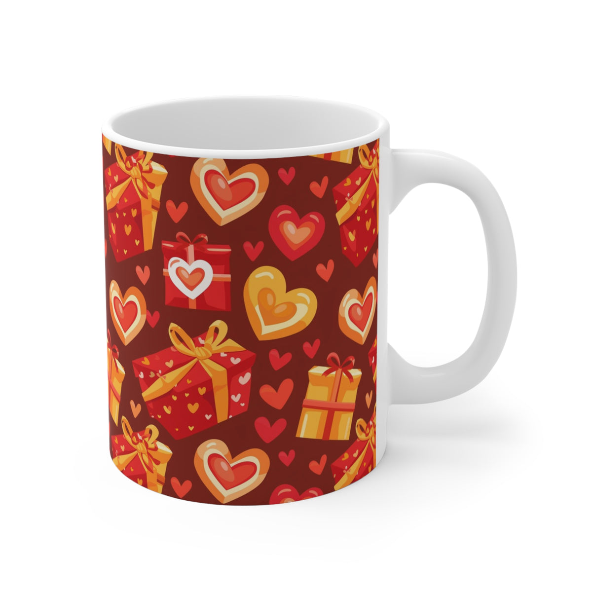 Colorful Heart Design Coffee Mug - Endless Love Pattern Ceramic Cup 128
