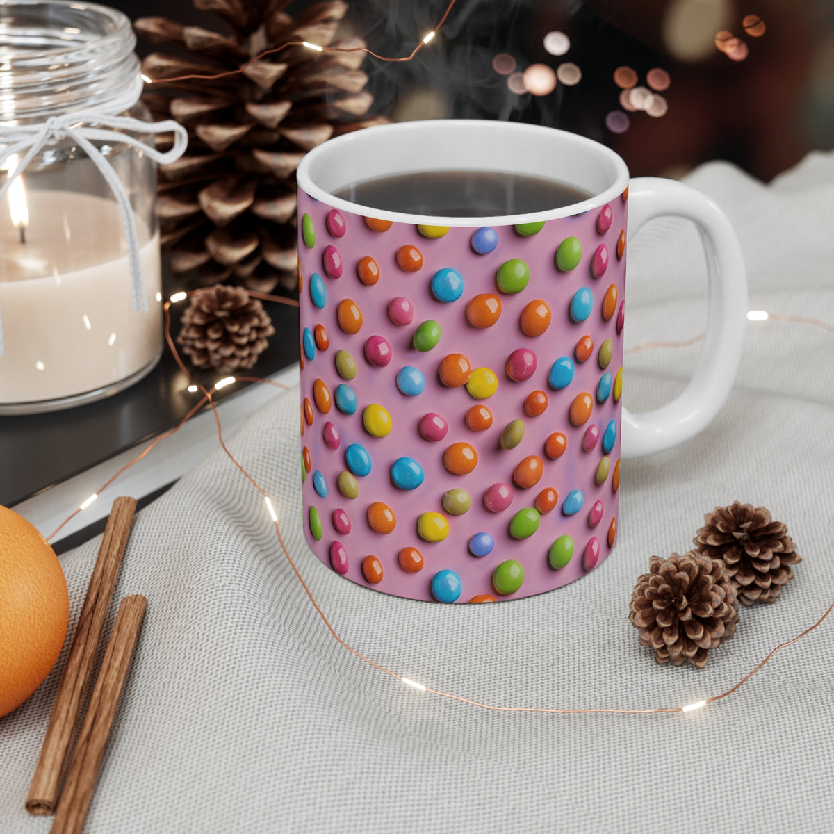 Colorful All-Over Candy Theme Coffee Mug Fun Ceramic Drinkware 369