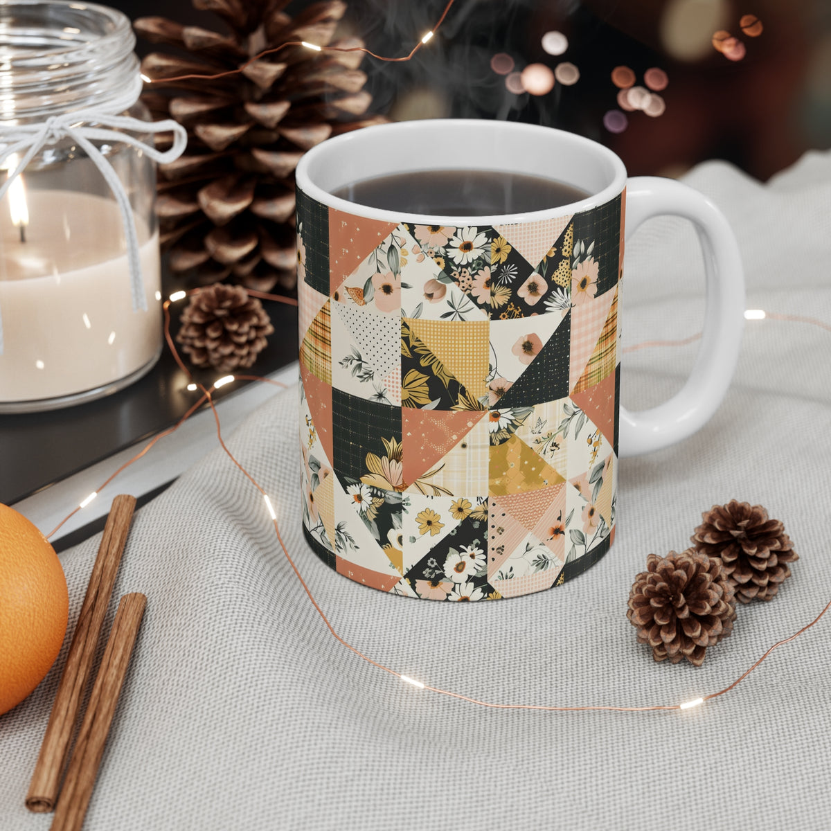 Farmhouse Patchwork Pastel Quilt Pattern Coffee Cup  (9)