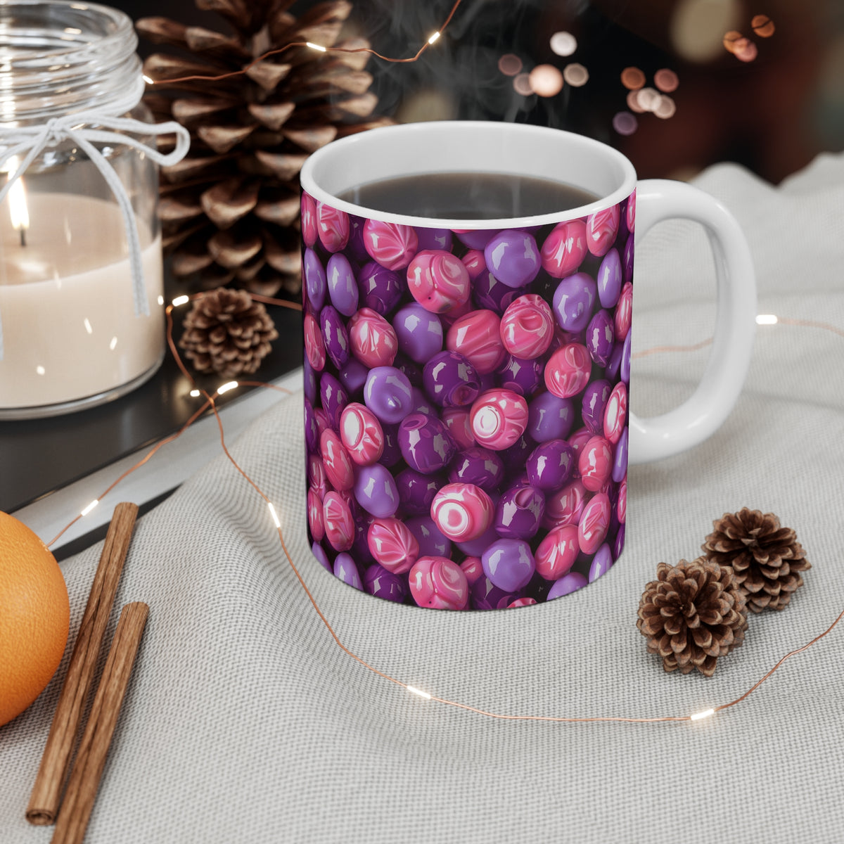 Colorful All-Over Candy Theme Coffee Mug Fun Ceramic Drinkware 338