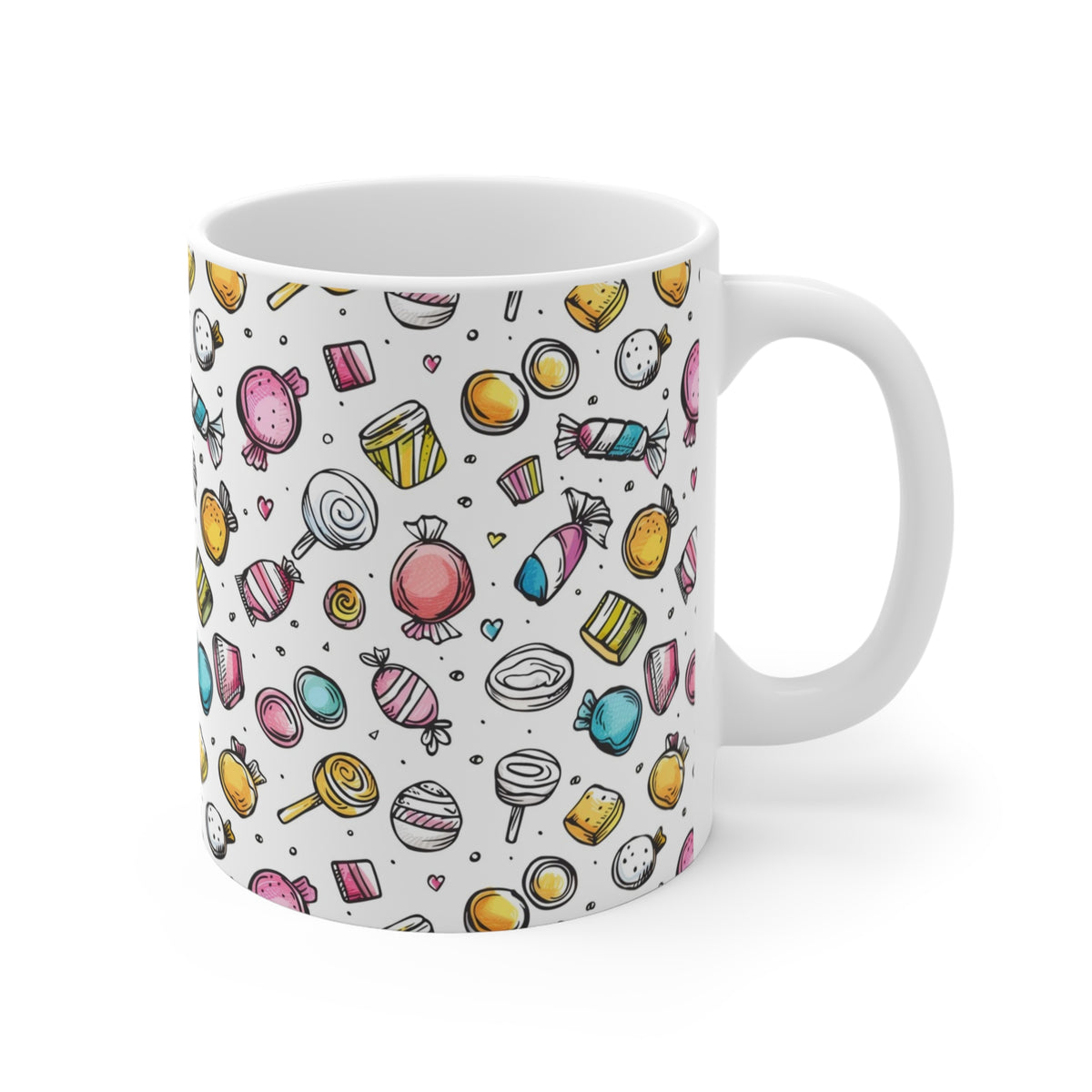 Colorful All-Over Candy Theme Coffee Mug Fun Ceramic Drinkware 444