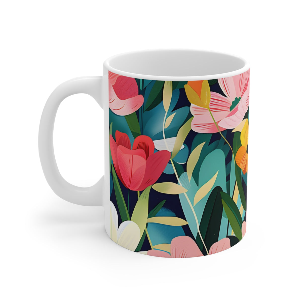 Colorful Spring Flower Pattern Ceramic Coffee Mug  (12)