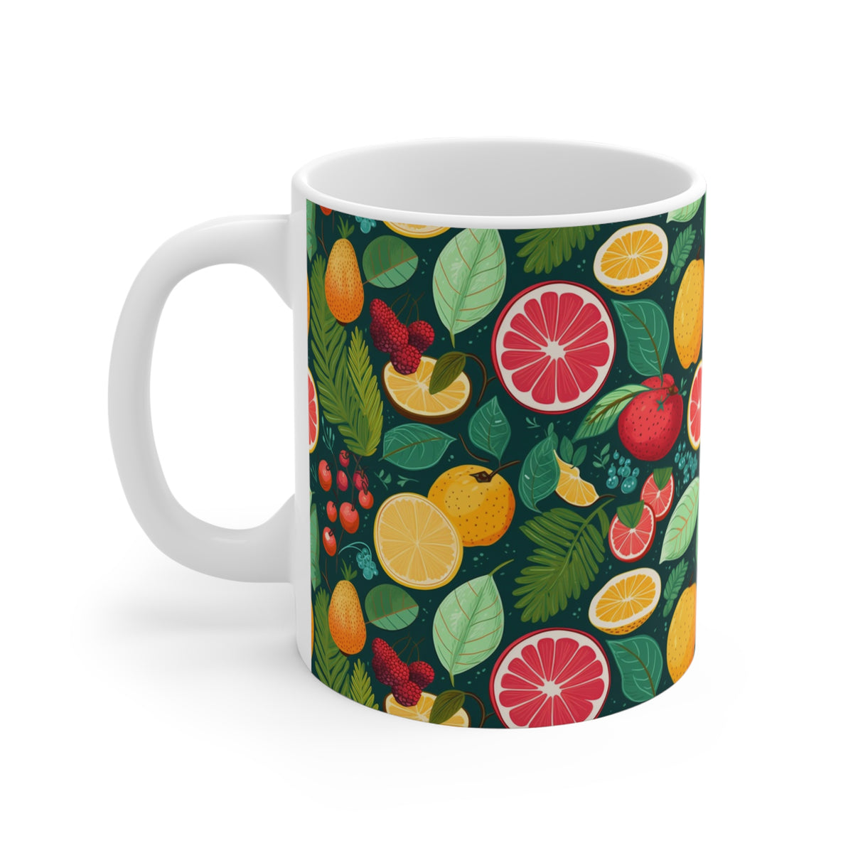Vibrant Infinite Fruit Pattern Coffee Mug - Unique Ceramic Drinkware 781