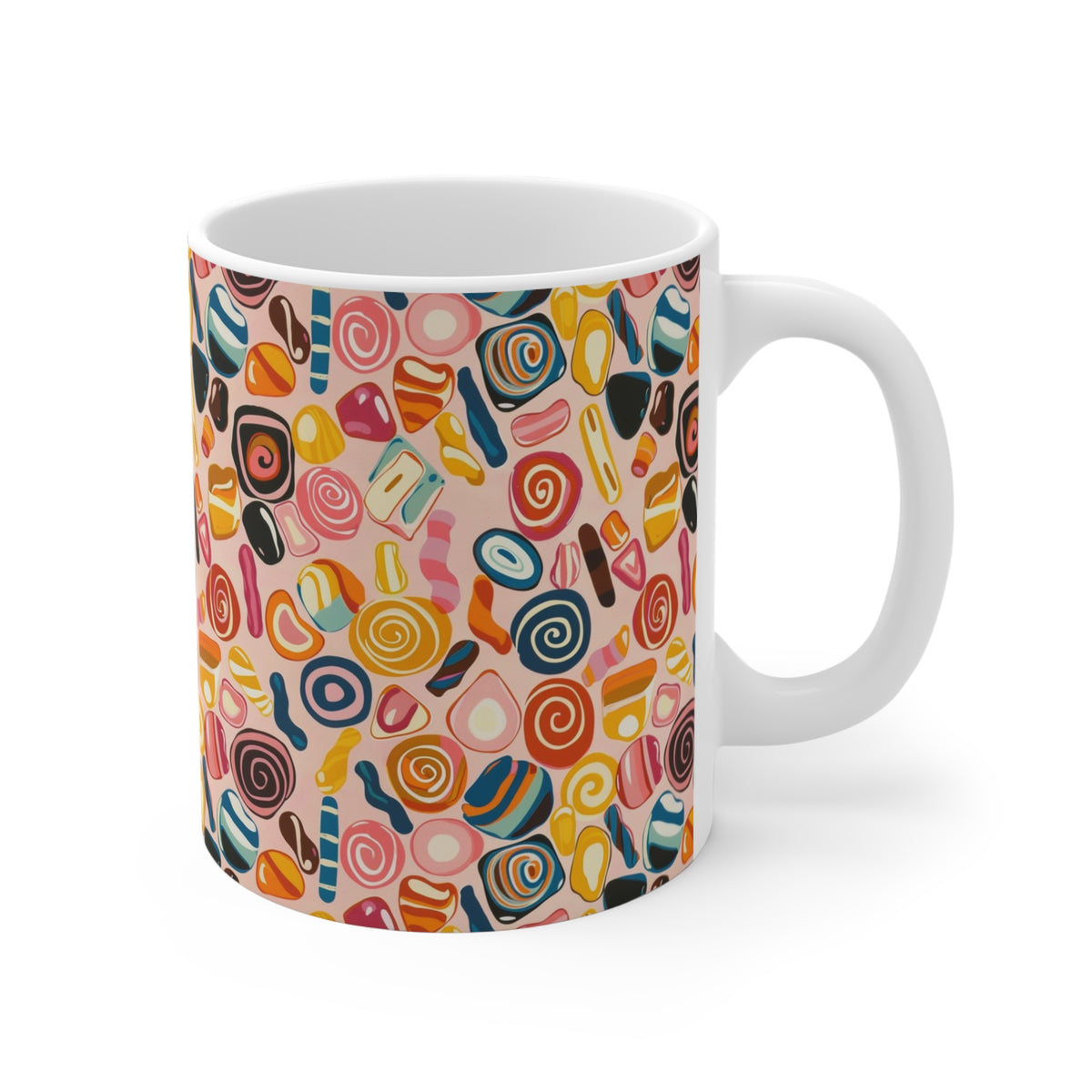 Colorful All-Over Candy Theme Coffee Mug Fun Ceramic Drinkware 406