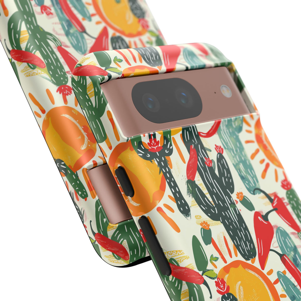 Cactuses, Peppers & Sun Pattern Phone Case – Vibrant Summer Design for Stylish Protection 2