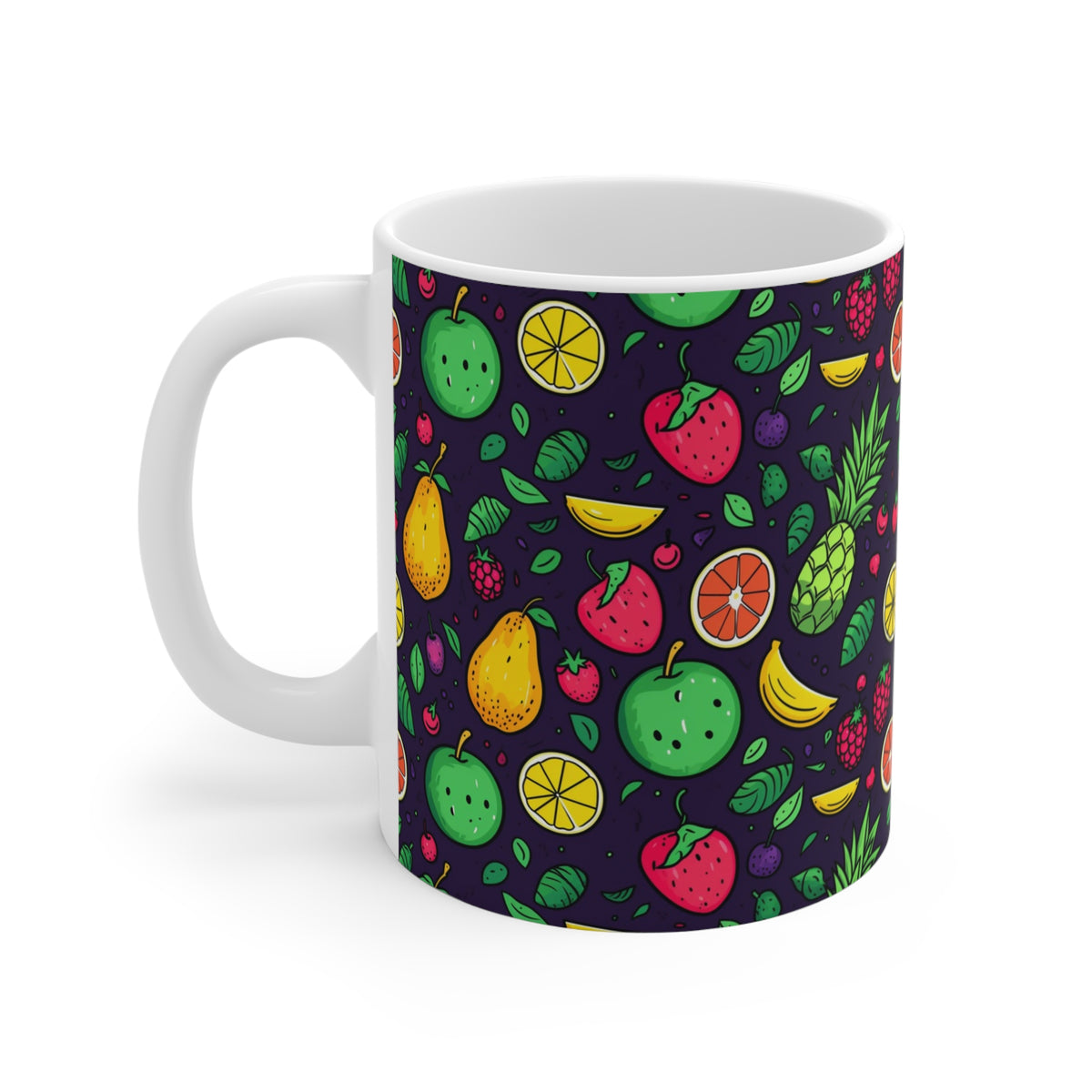 Vibrant Infinite Fruit Pattern Coffee Mug - Unique Ceramic Drinkware 798