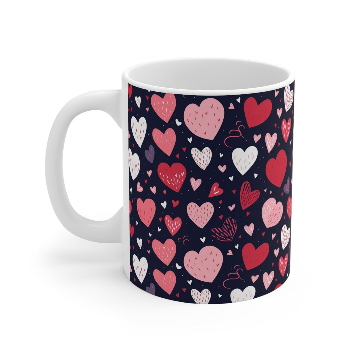 Colorful Heart Design Coffee Mug - Endless Love Pattern Ceramic Cup 115