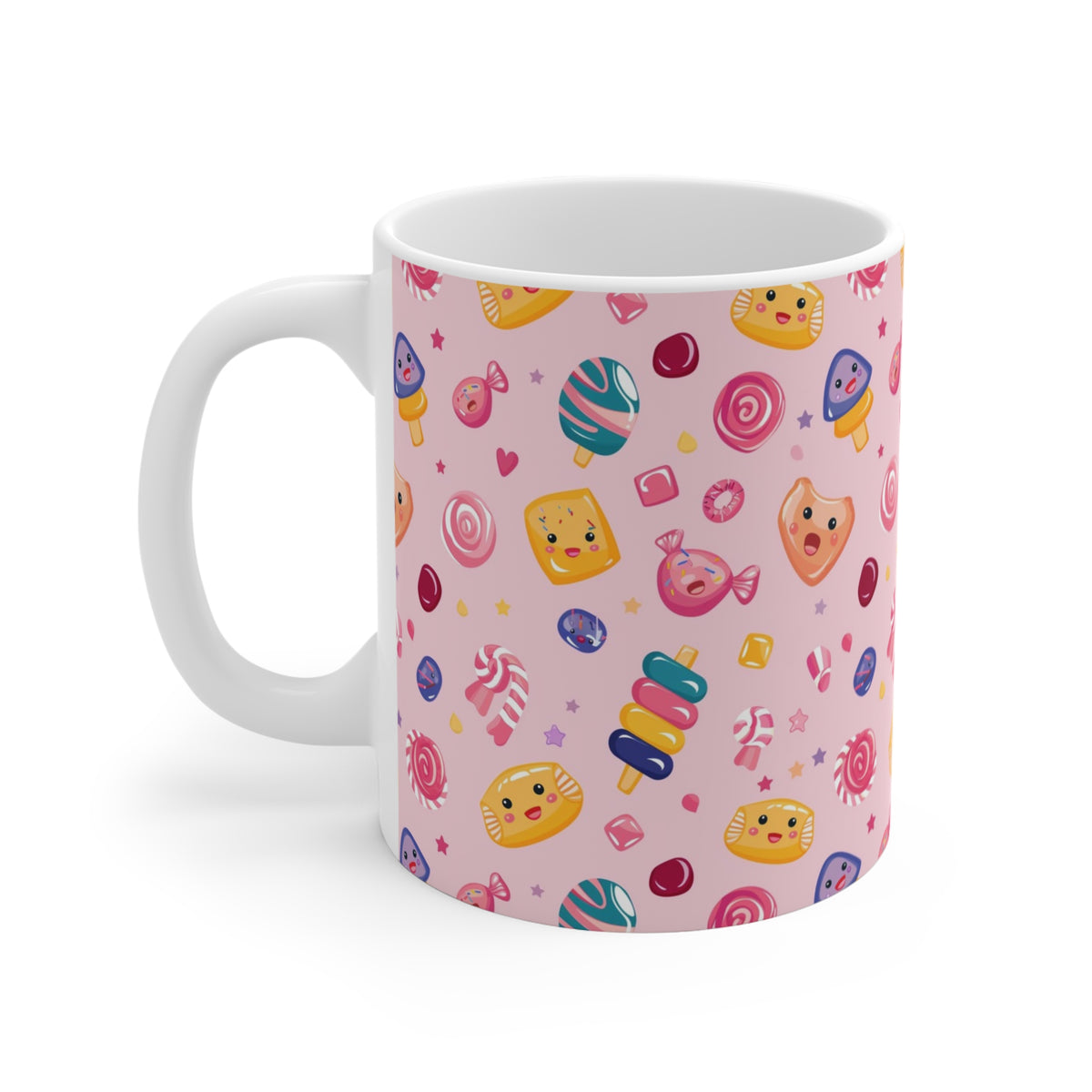 Colorful All-Over Candy Theme Coffee Mug Fun Ceramic Drinkware 450