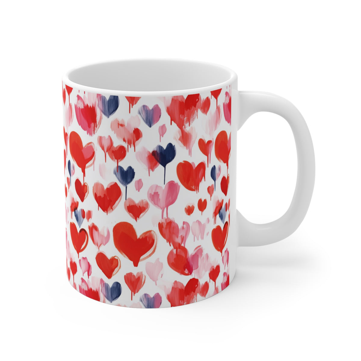 Colorful Heart Design Coffee Mug - Endless Love Pattern Ceramic Cup 789