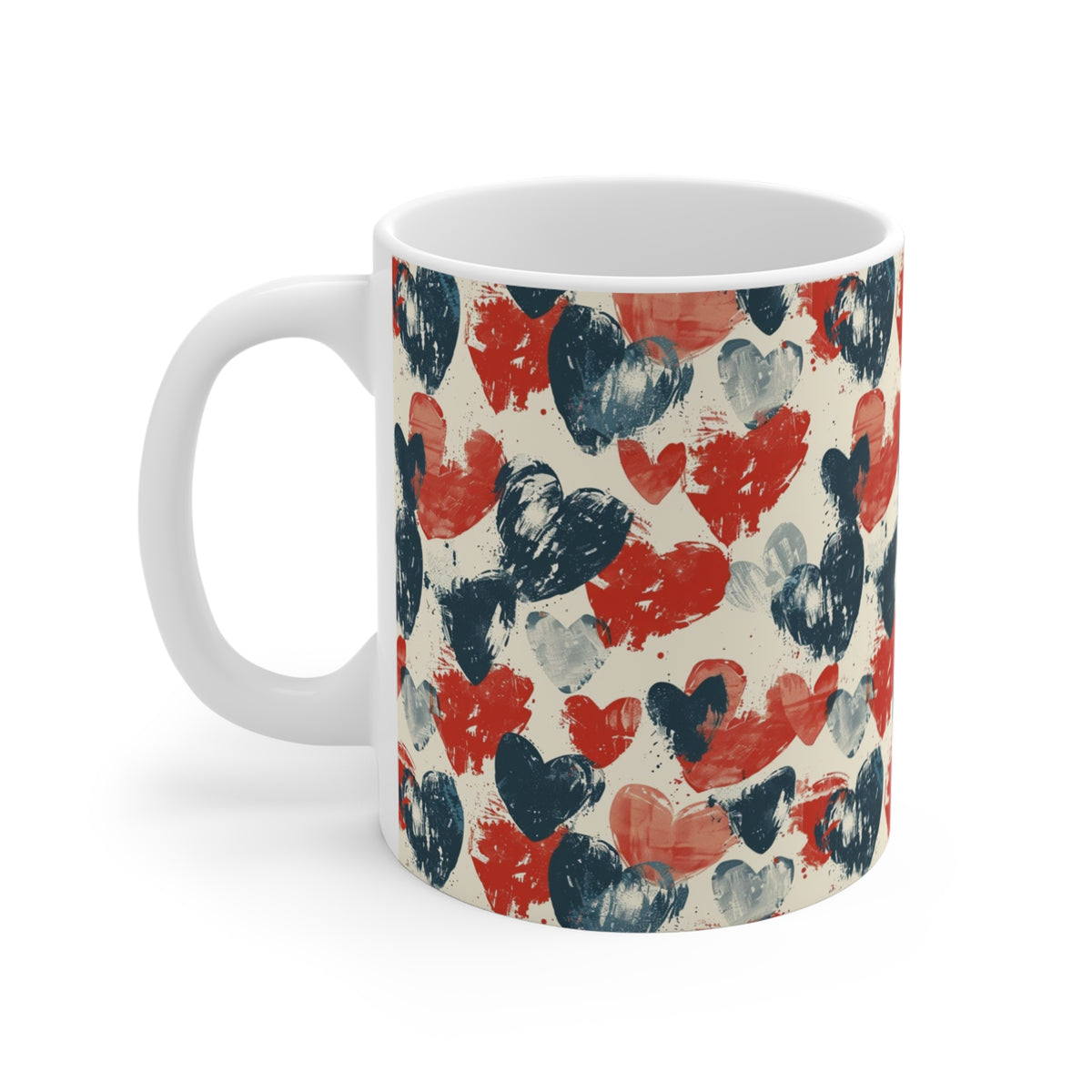 Colorful Heart Design Coffee Mug - Endless Love Pattern Ceramic Cup 1001