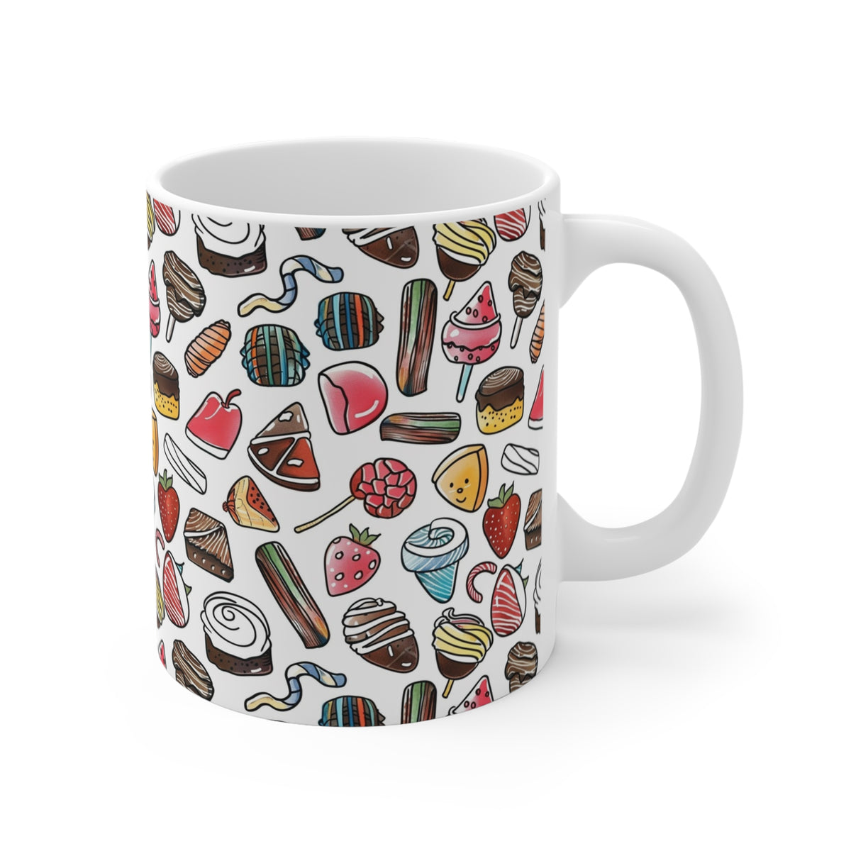 Colorful All-Over Candy Theme Coffee Mug Fun Ceramic Drinkware 094