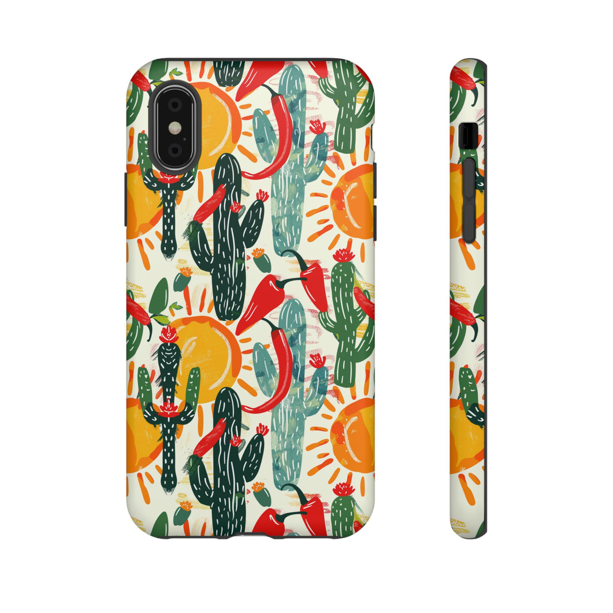 Cactuses, Peppers & Sun Pattern Phone Case – Vibrant Summer Design for Stylish Protection 2