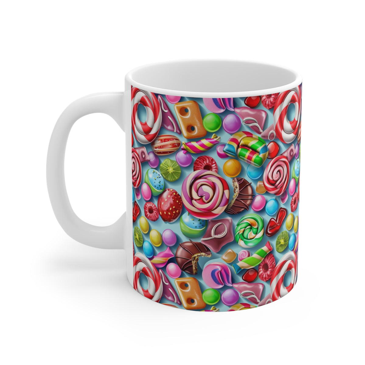 Colorful All-Over Candy Theme Coffee Mug Fun Ceramic Drinkware 318