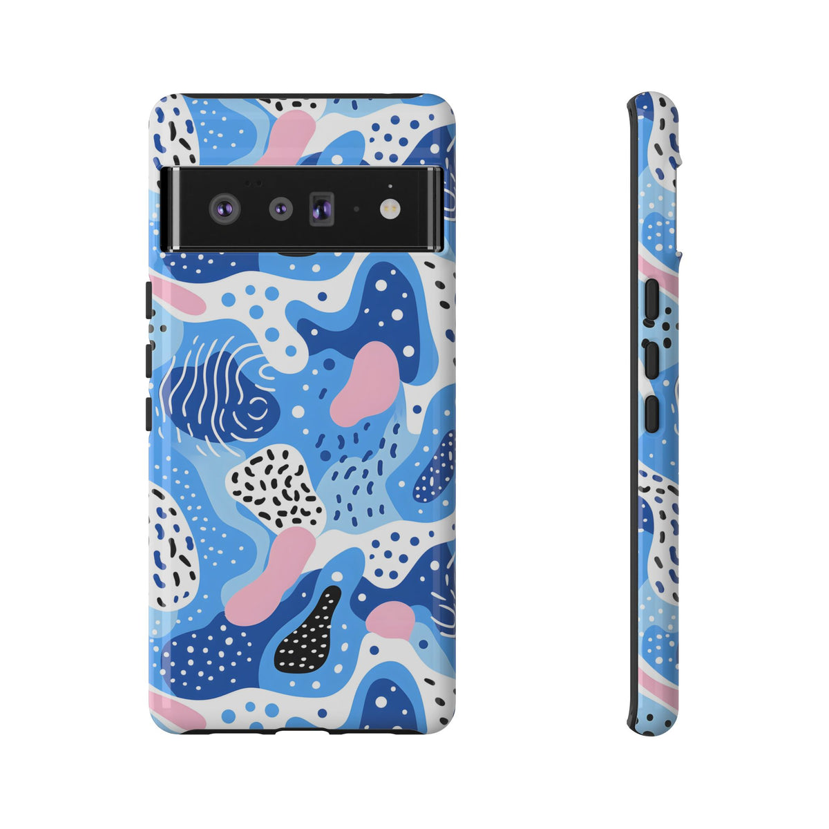 Abstract Baby Blue Memphis Design Phone Case – Sleek and Contemporary Artistry