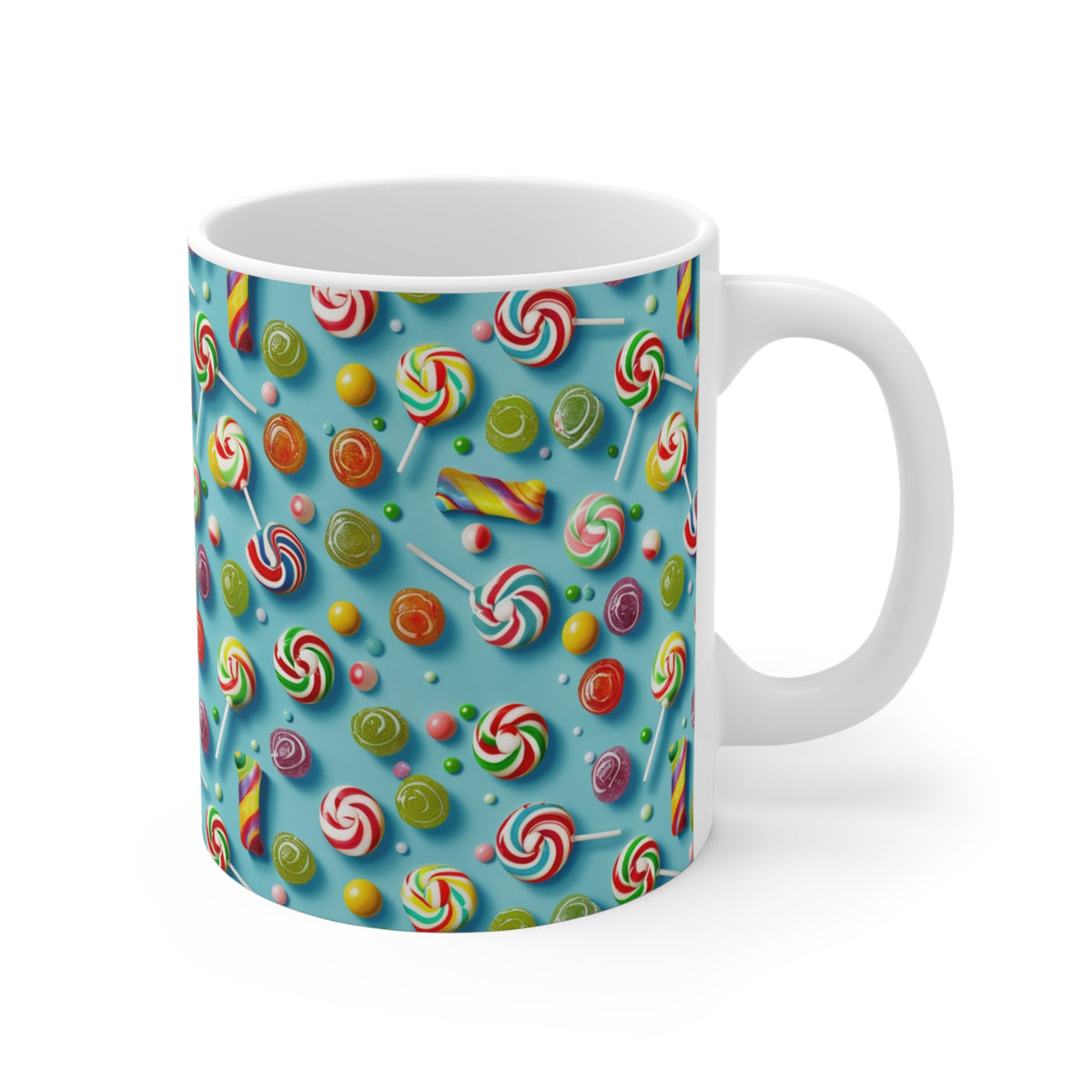 Colorful All-Over Candy Theme Coffee Mug Fun Ceramic Drinkware 226