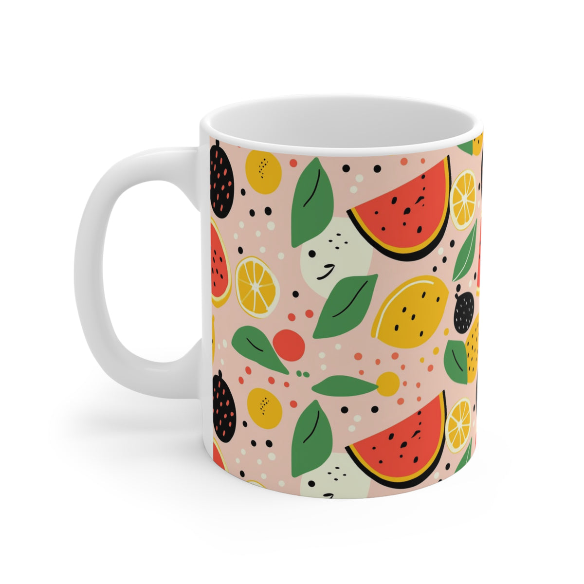 Vibrant Infinite Fruit Pattern Coffee Mug - Unique Ceramic Drinkware 936