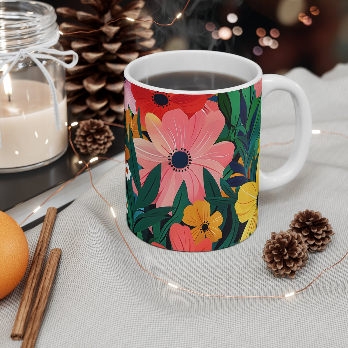 Colorful Spring Flower Pattern Ceramic Coffee Mug  (11)