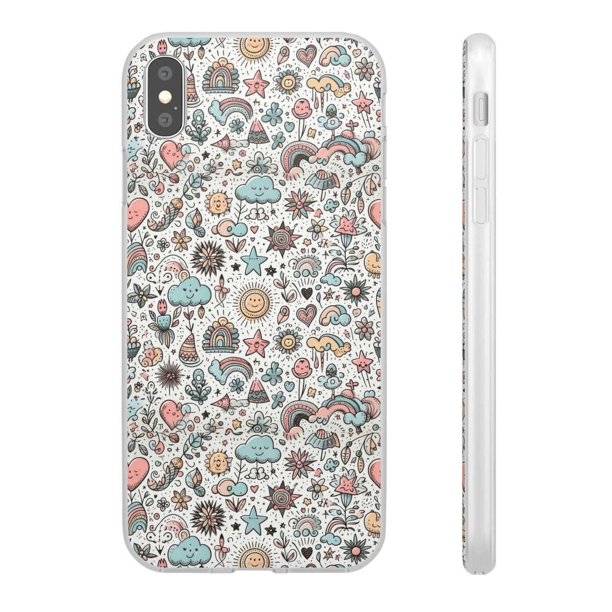 Pastel Doodle Pattern Phone Case – A Playful Touch of Elegance