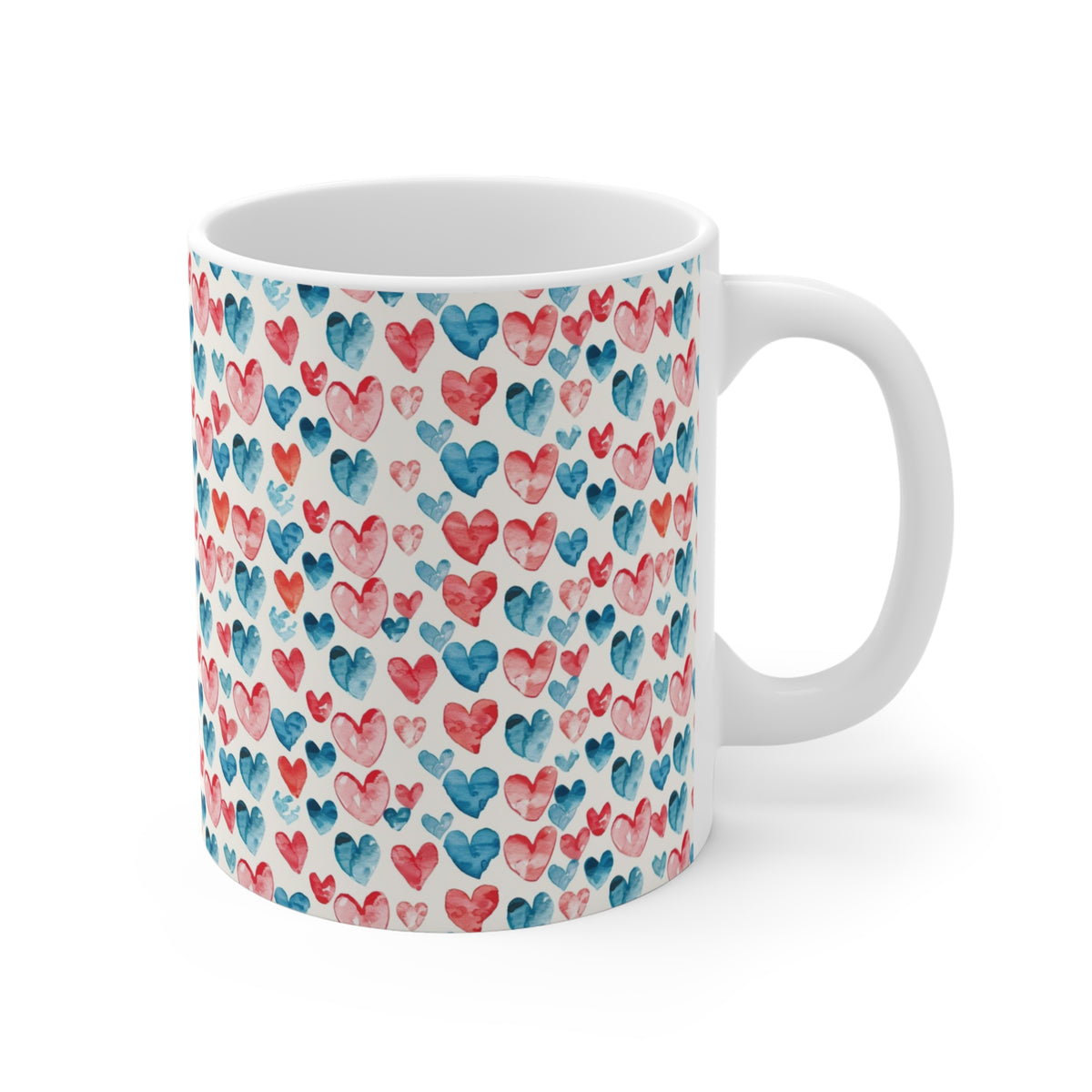 Colorful Heart Design Coffee Mug - Endless Love Pattern Ceramic Cup 1015