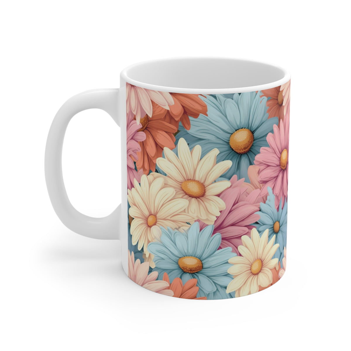 Pastel Daisies Pattern Coffee Cup-Floral Ceramic Mug for Tea and Coffee  (5)