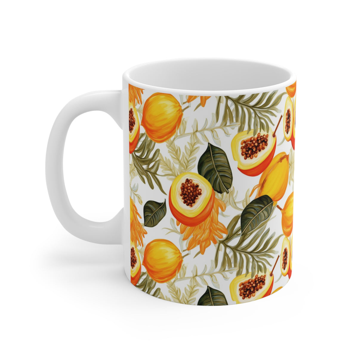 Vibrant Infinite Fruit Pattern Coffee Mug - Unique Ceramic Drinkware 956