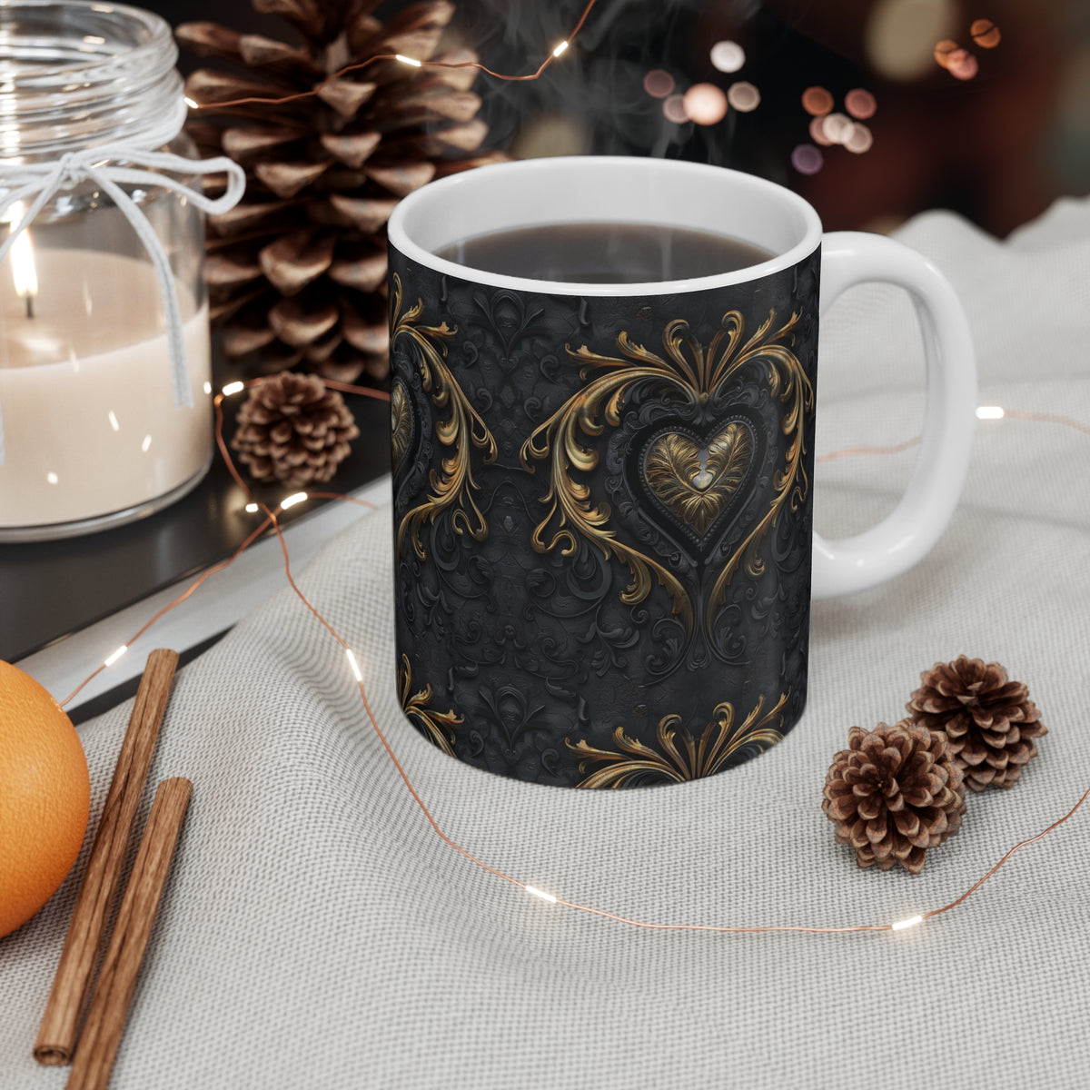 Colorful Heart Design Coffee Mug - Endless Love Pattern Ceramic Cup 711