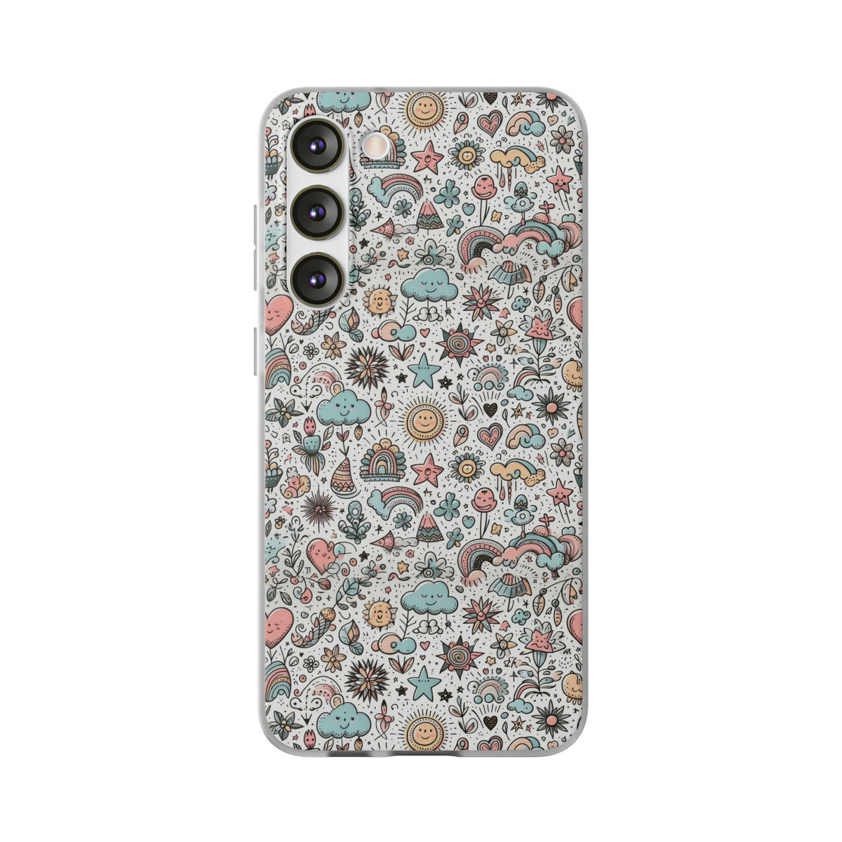 Pastel Doodle Pattern Phone Case – A Playful Touch of Elegance