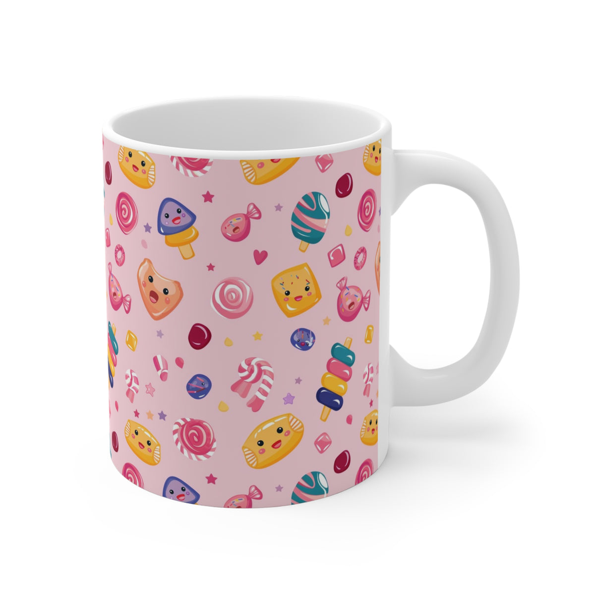 Colorful All-Over Candy Theme Coffee Mug Fun Ceramic Drinkware 450