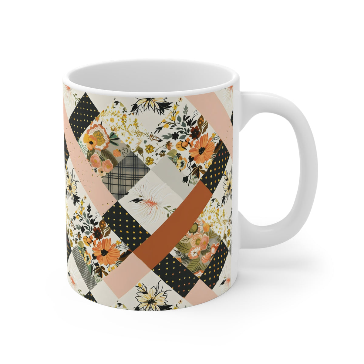 Farmhouse Patchwork Pastel Quilt Pattern Coffee Cup  (2)