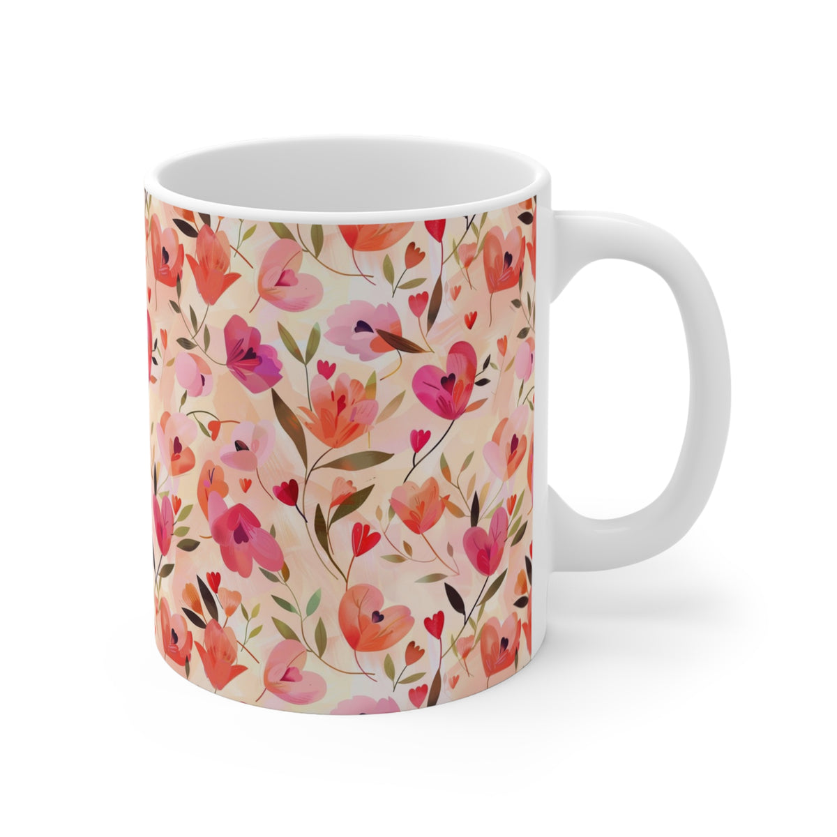 Colorful Heart Design Coffee Mug - Endless Love Pattern Ceramic Cup 386