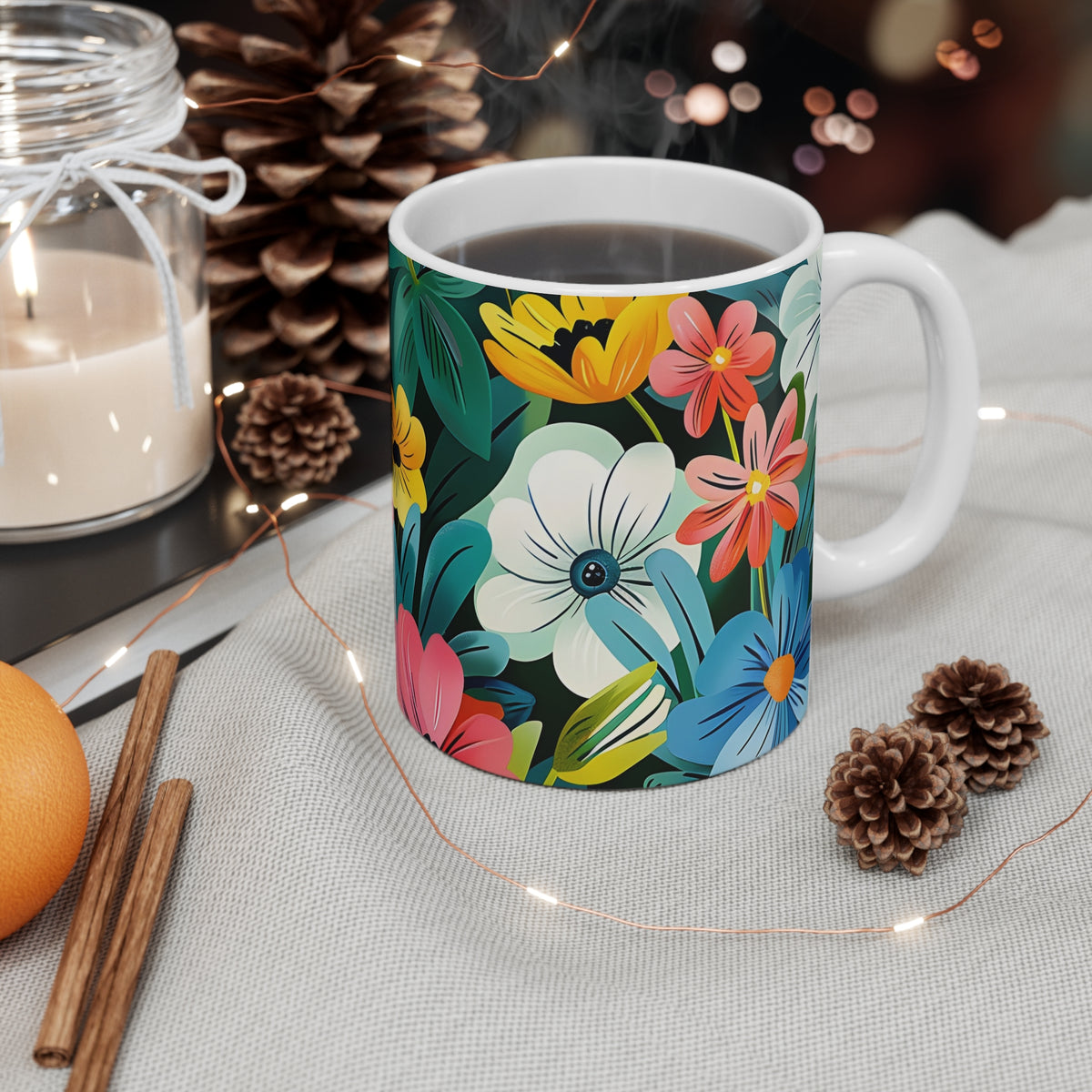 Colorful Spring Flower Pattern Ceramic Coffee Mug  (14)