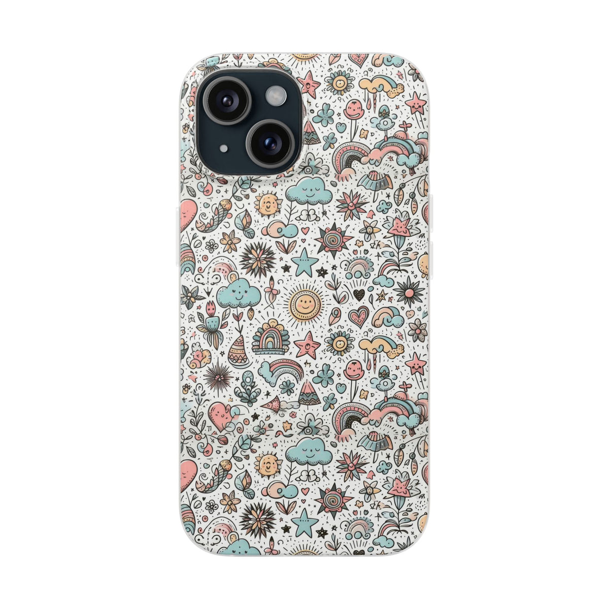 Pastel Doodle Pattern Phone Case – A Playful Touch of Elegance