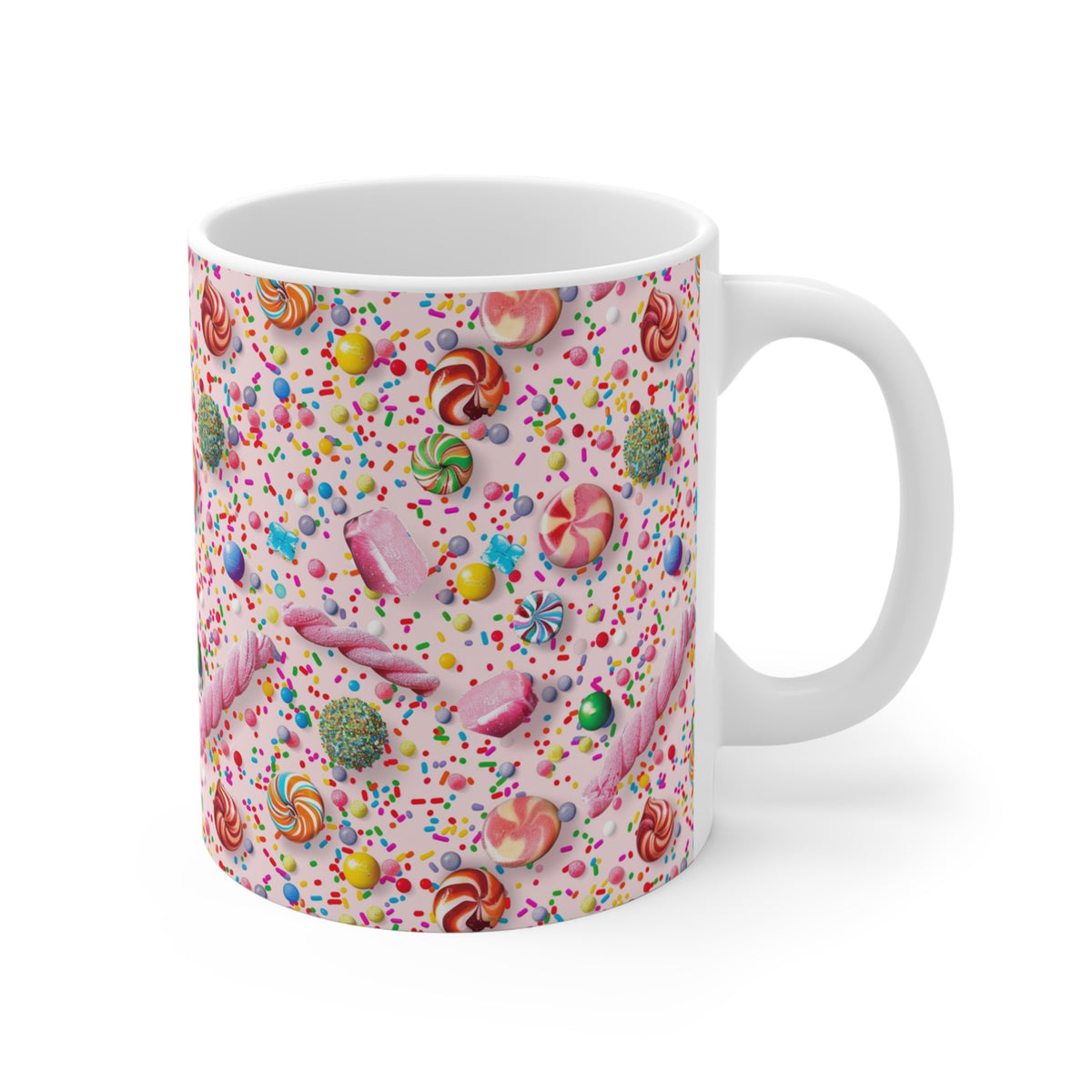 Colorful All-Over Candy Theme Coffee Mug Fun Ceramic Drinkware 428