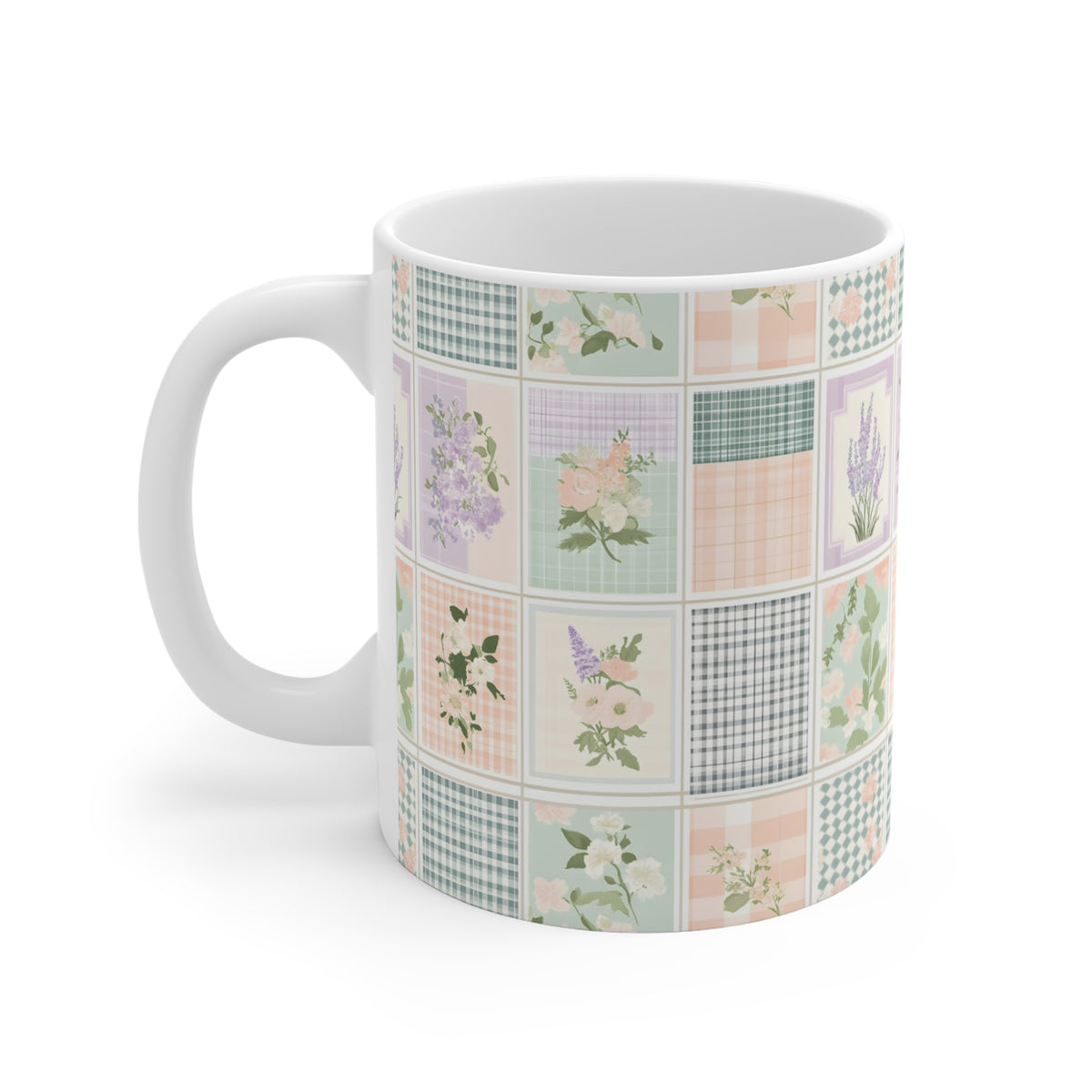 Farmhouse Patchwork Pastel Pattern Coffee Cup  (9)