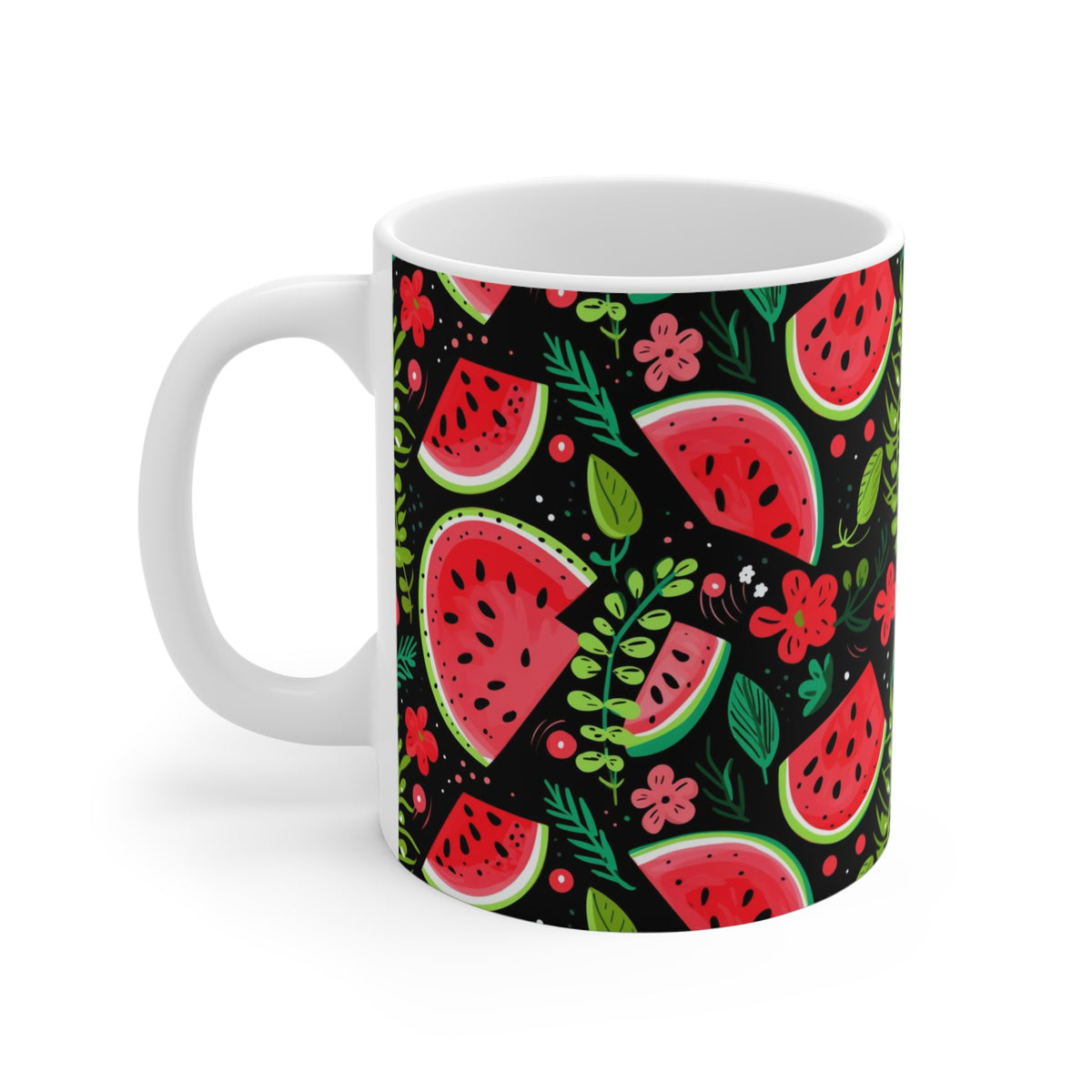 Vibrant Infinite Fruit Pattern Coffee Mug - Unique Ceramic Drinkware 879